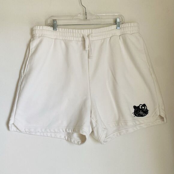 Forever 21 Hello Kitty 50th Anniversary Sweat Shorts Women XL White Casual - Picture 1 of 7
